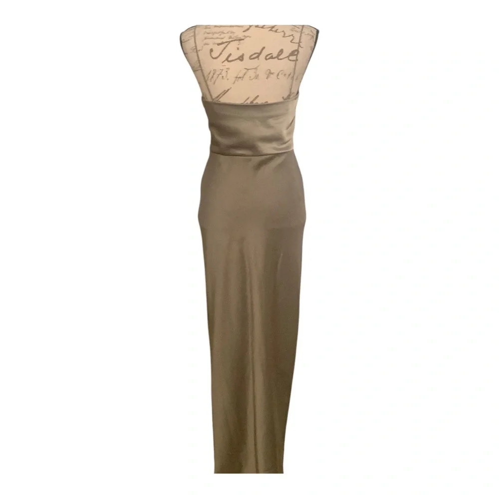 BHLDN Freya Satin Charmeuse Dress, Moss Green - Picture 3 of 7